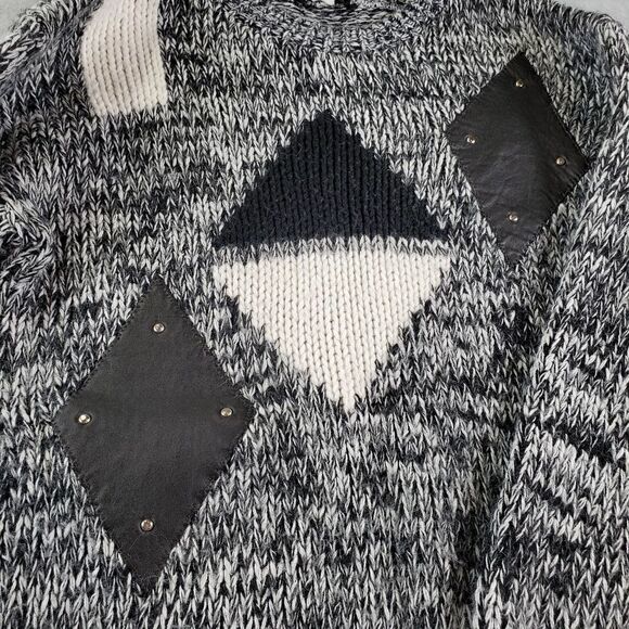 Vtg Giorgeo Veneto Sweater Mens Small Gray Italy Thick Abstract Knit Pullover - Picture 4 of 8